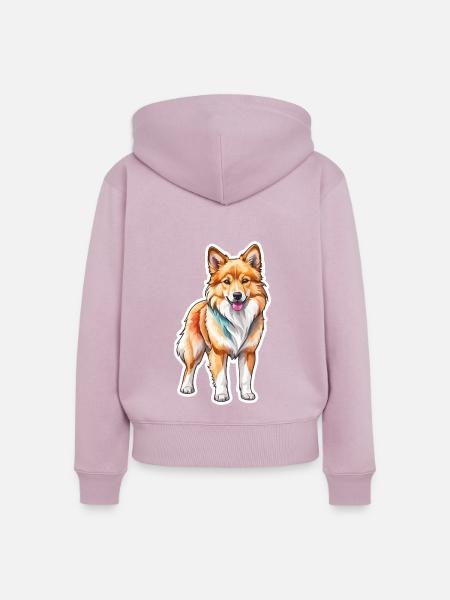 Islandhund Wasserfarben - Frauen Premium Bio Zip Hoodie - Altrosa