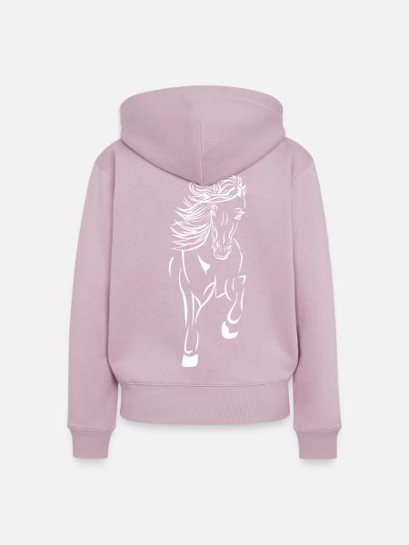 Islandpony von vorn im tölt - Frauen Premium Bio Zip Hoodie - Altrosa