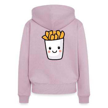 Kawaii Pommes - Frauen Premium Bio Zip Hoodie - Altrosa - Hinten - Julia (174cm)