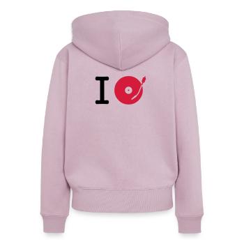 I dj / play / listen to + your music - Frauen Premium Bio Zip Hoodie - Altrosa - Hinten - Julia (174cm)