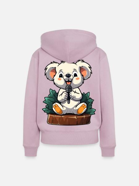 Kleiner Koala Karaoke auf Bühne - Frauen Premium Bio Zip Hoodie - Altrosa