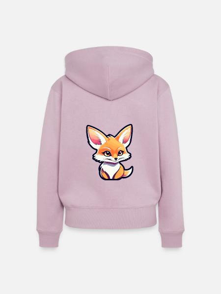 Wüstenfuchs Fennek Zeichnung - Frauen Premium Bio Zip Hoodie - Altrosa
