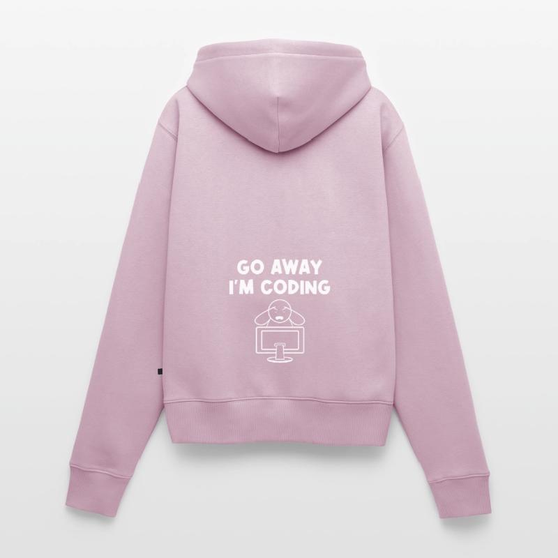 Go Away I'm Coding Programmer Computer Admin Devel Frauen Premium Bio Zip Hoodie