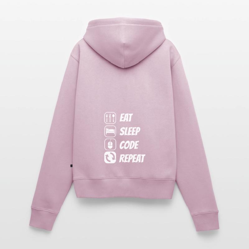 Eat Sleep Code Repeat Coder Programmer Software De Frauen Premium Bio Zip Hoodie
