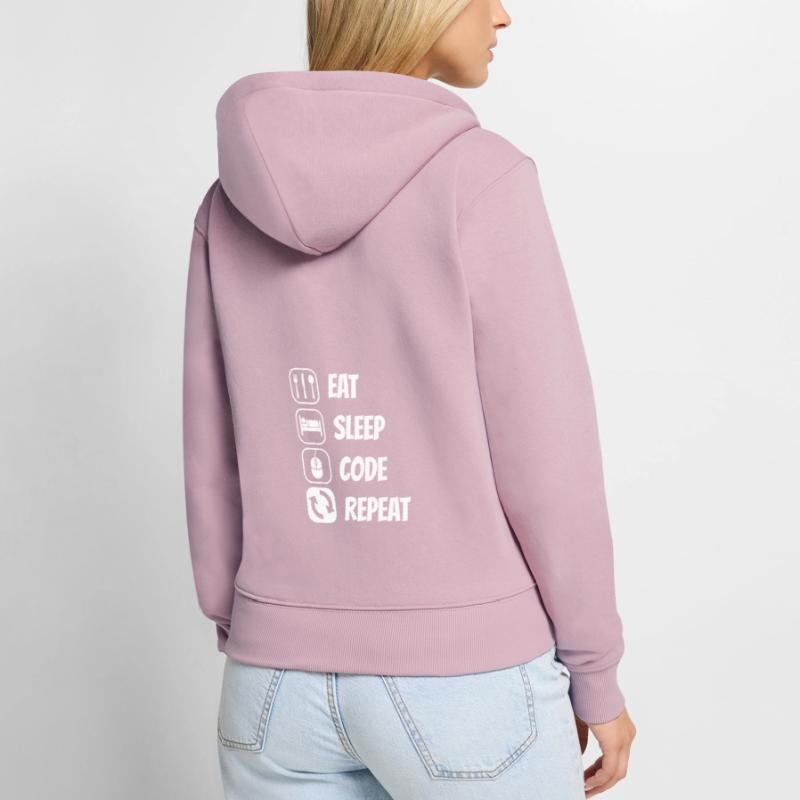Eat Sleep Code Repeat Coder Programmer Software De Frauen Premium Bio Zip Hoodie