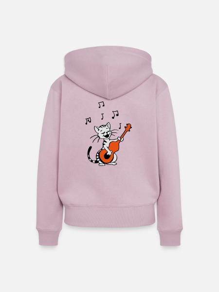 Katze singt - Frauen Premium Bio Zip Hoodie - Altrosa