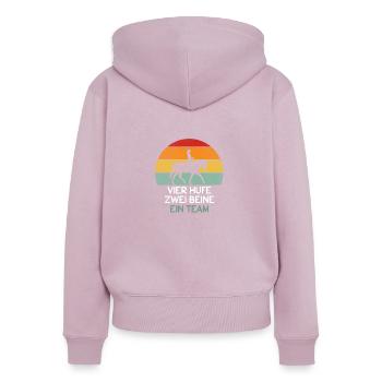 Pferd Reiten Pferdedesign Retro Geschenk Reiterin - Frauen Premium Bio Zip Hoodie - Altrosa - Hinten - Julia (174cm)