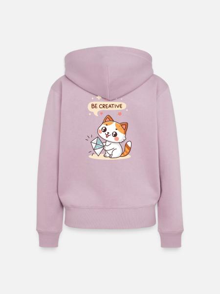 Kreative Kawaii-Katze - Frauen Premium Bio Zip Hoodie - Altrosa