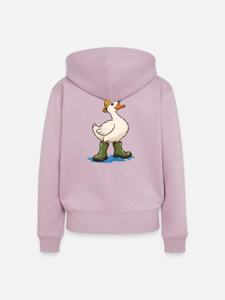 Ente mit Gummistiefeln - Frauen Premium Bio Zip Hoodie - Altrosa