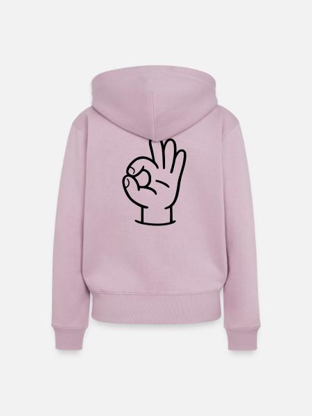 Hand OK Zeichen - Frauen Premium Bio Zip Hoodie - Altrosa