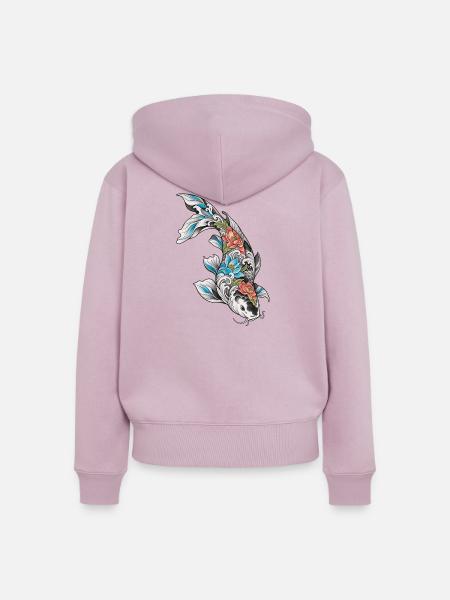 Koi Blüten Ornament - Frauen Premium Bio Zip Hoodie - Altrosa