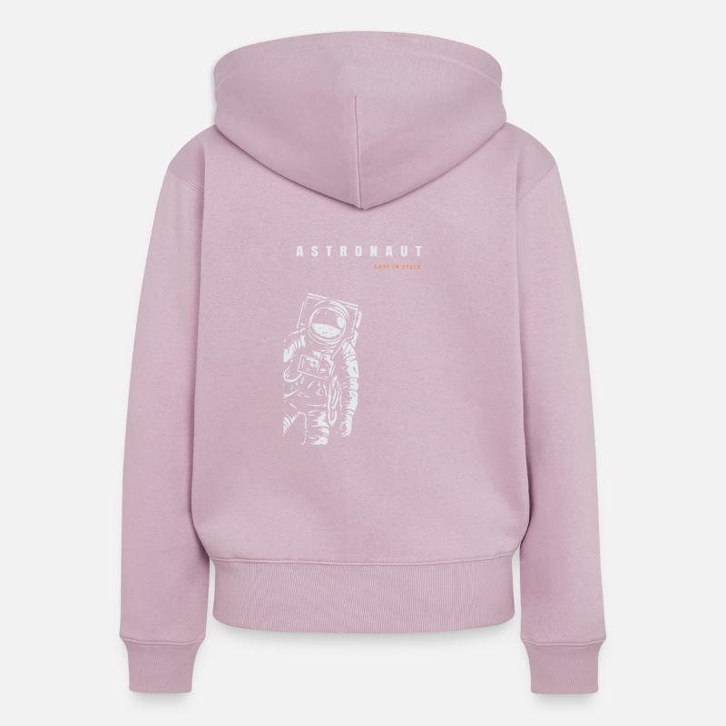Astronaute perdu dans l'espace - Sweat à capuche zippé Premium bio Femme - rose poudré
