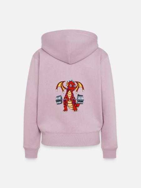 Drache Deadlift - Frauen Premium Bio Zip Hoodie - Altrosa