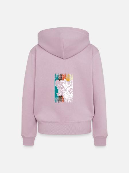 Retro Hyäne Afrika - Frauen Premium Bio Zip Hoodie - Altrosa