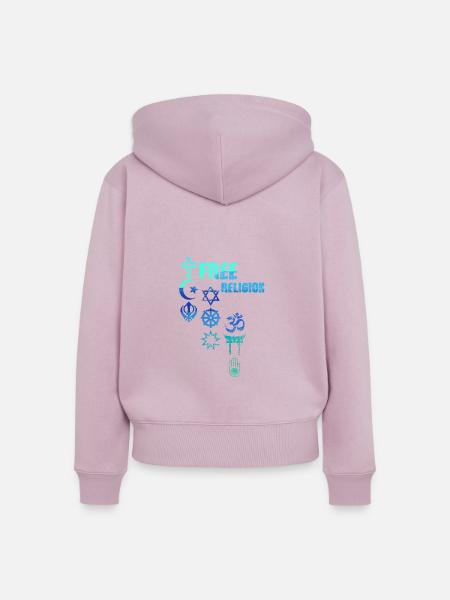 free religion,symbole,religion,kreuz,bunt - Frauen Premium Bio Zip Hoodie - Altrosa