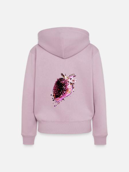 Erdbeere,pink,popart, artwork,Malerei - Frauen Premium Bio Zip Hoodie - Altrosa