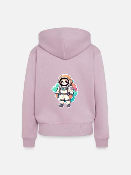 Faultier Astronaut Illustration - Frauen Premium Bio Zip Hoodie - Altrosa