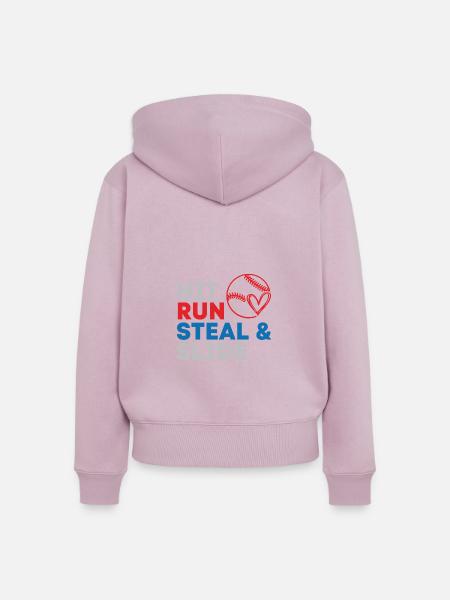 hit run baseball - Frauen Premium Bio Zip Hoodie - Altrosa