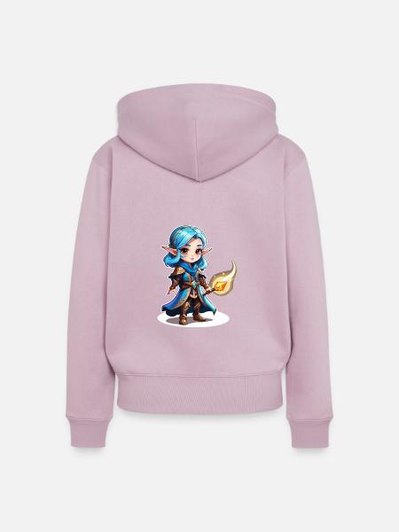 Zauberin Fantasy Illustration - Frauen Premium Bio Zip Hoodie - Altrosa