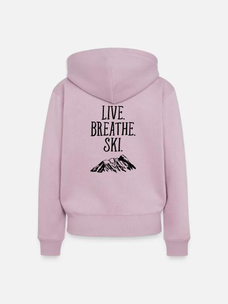 Live. Breathe. Ski. - Frauen Premium Bio Zip Hoodie - Altrosa