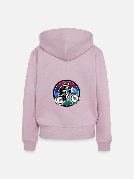 downhill,hügel,mountainbike,rad,radfahrer,graffiti - Frauen Premium Bio Zip Hoodie - Altrosa