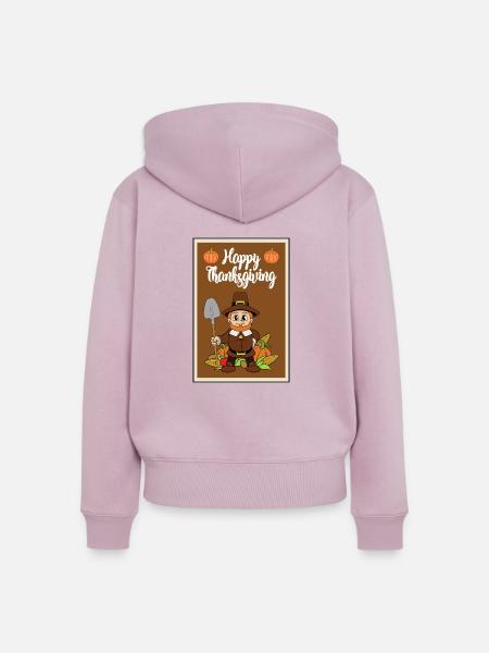 Thanksgiving Truthahn Pute Erntedankfest - Frauen Premium Bio Zip Hoodie - Altrosa