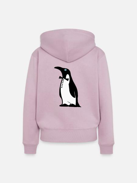 Pinguin Motiv - Frauen Premium Bio Zip Hoodie - Altrosa