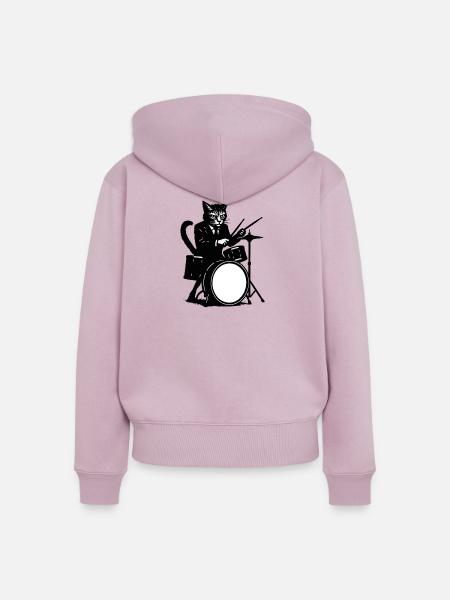 Katzendrummer im Smoking - Frauen Premium Bio Zip Hoodie - Altrosa