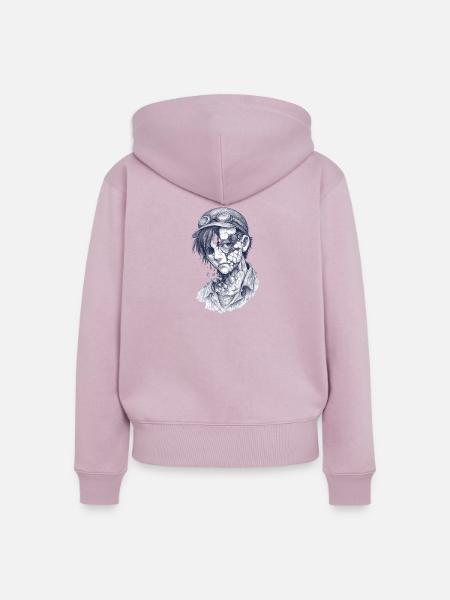 Zerfallener Mechaniker| Surrealer Zomie-Junge - Frauen Premium Bio Zip Hoodie - Altrosa