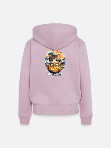 Katze Ramen Send Noods - Frauen Premium Bio Zip Hoodie - Altrosa
