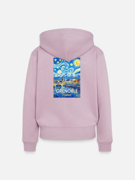 Grenoble, Frankreich - Frauen Premium Bio Zip Hoodie - Altrosa