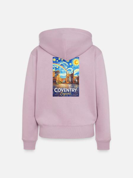 Coventry England Skyline Sternenregen - Frauen Premium Bio Zip Hoodie - Altrosa