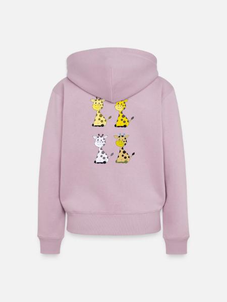 Giraffenquartett Bunt - Frauen Premium Bio Zip Hoodie - Altrosa