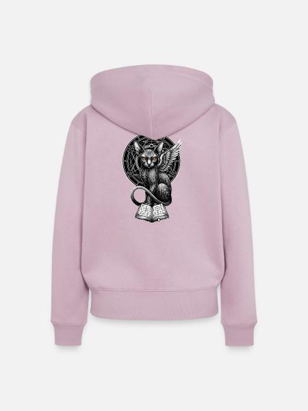 Flügelkatze mit Runen - Frauen Premium Bio Zip Hoodie - Altrosa