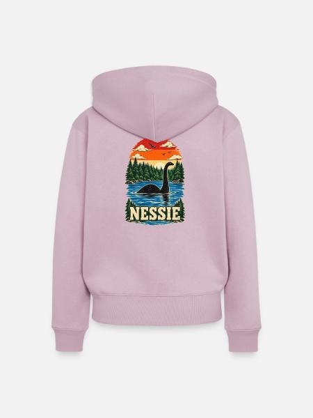 Nessie Sunset Retro Lake Tee - Frauen Premium Bio Zip Hoodie - Altrosa