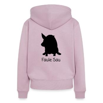 Faule Sau - Frauen Premium Bio Zip Hoodie - Altrosa - Hinten - Julia (174cm)