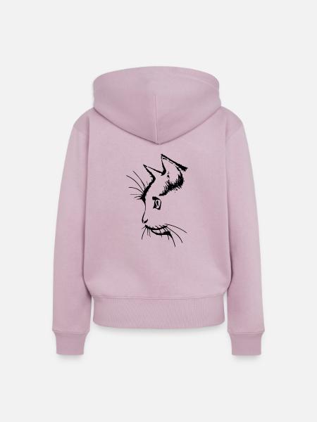 Katzenkopf 3- Katzengesicht - Frauen Premium Bio Zip Hoodie - Altrosa