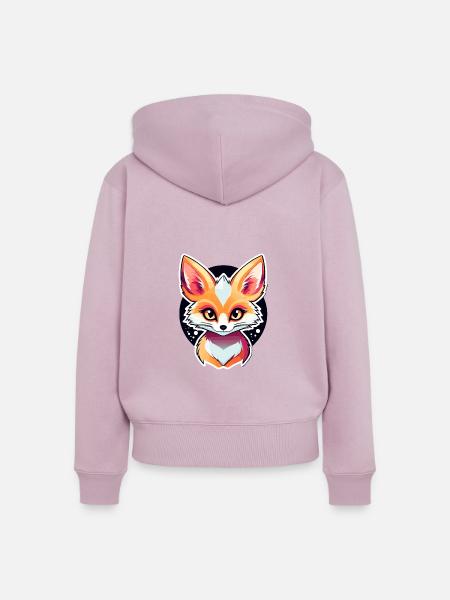 Wüstenfuchs Fennek Zeichnung - Frauen Premium Bio Zip Hoodie - Altrosa