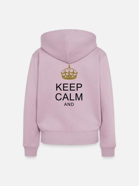 KEEP-CALM-SHIRTS.com ... Dein Text ARIAL - Frauen Premium Bio Zip Hoodie - Altrosa