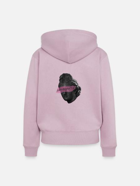 Aphrodite + Schrift schwarz - Frauen Premium Bio Zip Hoodie - Altrosa