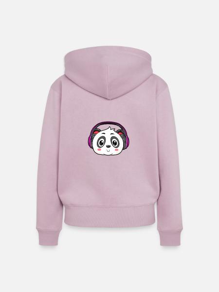 Panda mit Kopfhörer - Frauen Premium Bio Zip Hoodie - Altrosa