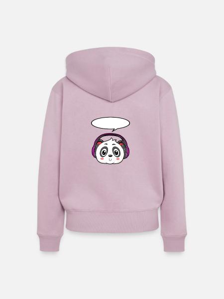 Panda mit Kopfhörer - Frauen Premium Bio Zip Hoodie - Altrosa