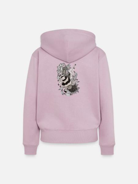 Monochrome Panda Blüten Illustration - Frauen Premium Bio Zip Hoodie - Altrosa