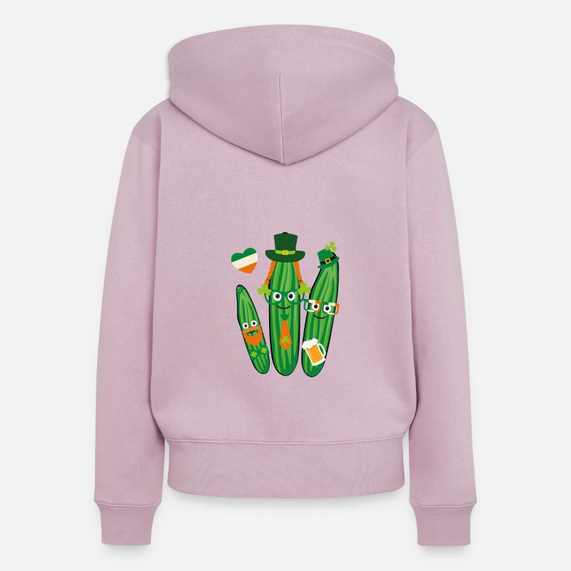 Iren,Irlande,saint-patricks,concombres, concombre - Sweat à capuche zippé Premium bio Femme - rose poudré