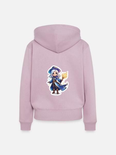 Zauberin Fantasy Illustration - Frauen Premium Bio Zip Hoodie - Altrosa
