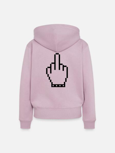 hand middle finger pixel - Frauen Premium Bio Zip Hoodie - Altrosa