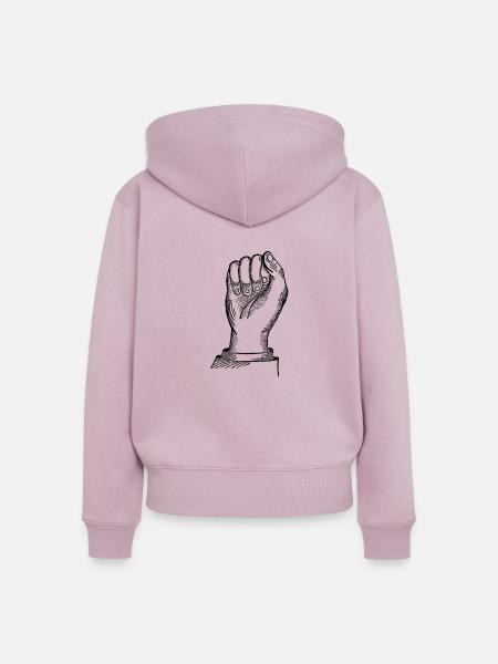 Hand - Frauen Premium Bio Zip Hoodie - Altrosa