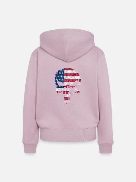 Skull usa - Frauen Premium Bio Zip Hoodie - Altrosa