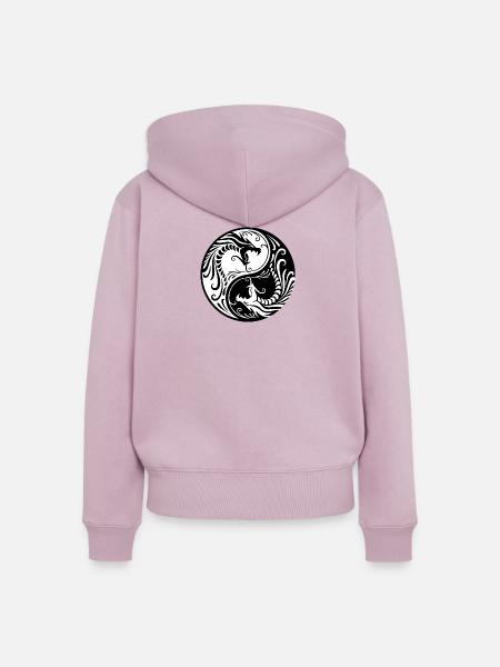 Drache Yin Yang - Frauen Premium Bio Zip Hoodie - Altrosa