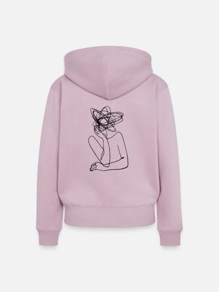 Denken - Frauen Premium Bio Zip Hoodie - Altrosa